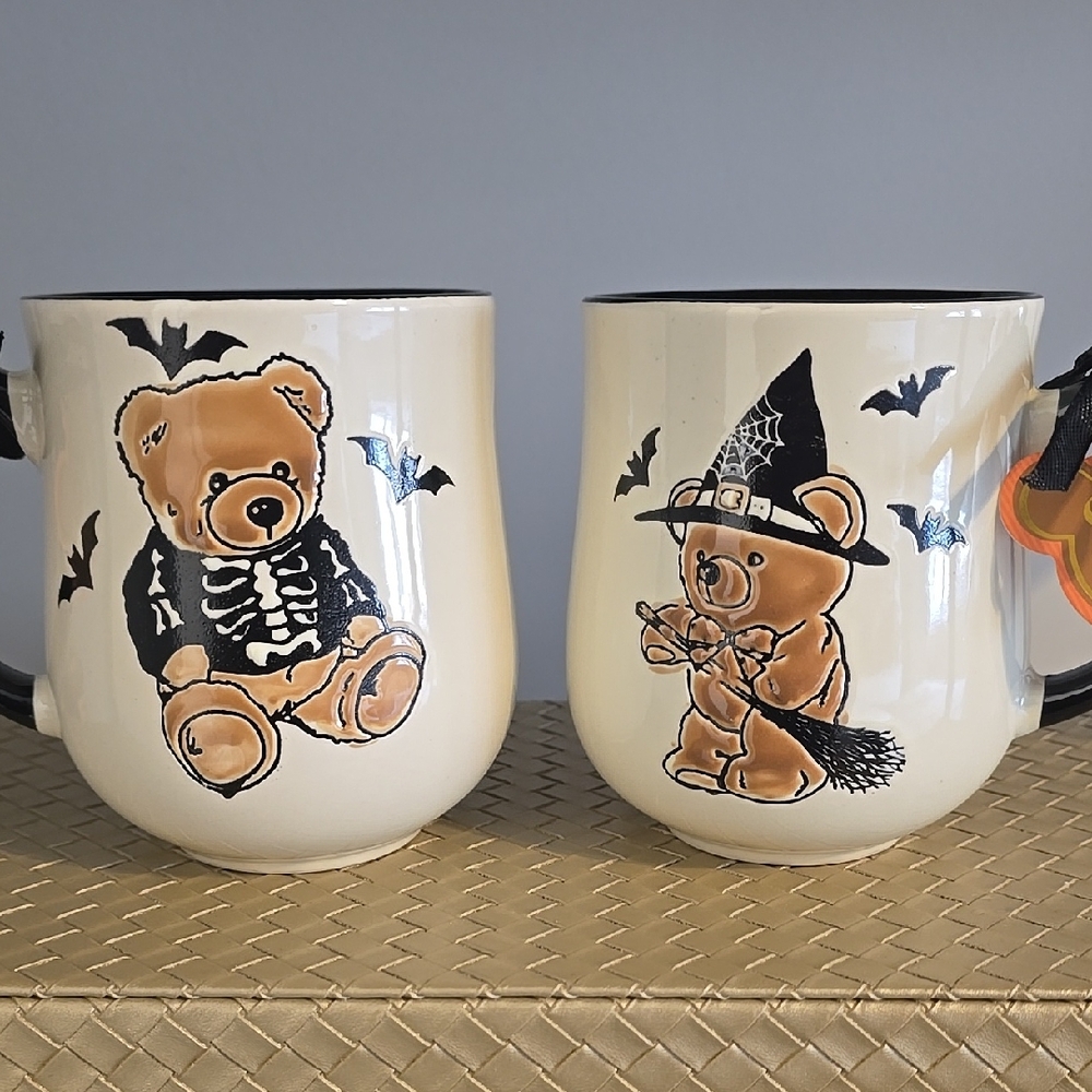 Halloween Bear Themed Cream Mugs Set